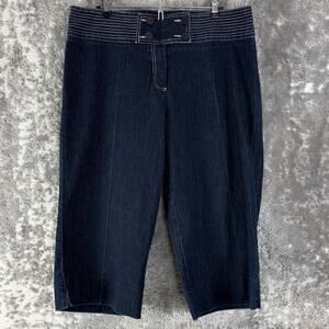 Nicle Miller Size 16 Cropped Stretch Denim Pin Striped Jeans Blue‎ Pants